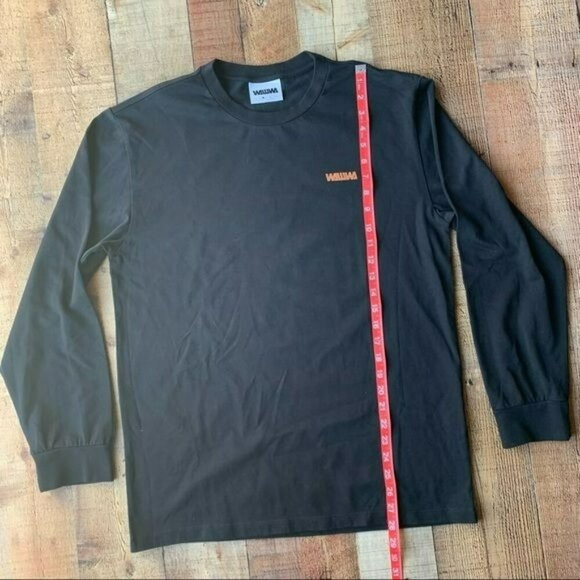 Wawwa black long sleeve organic cotton crew neck graphic tee shirt - M - Picture 3 of 8